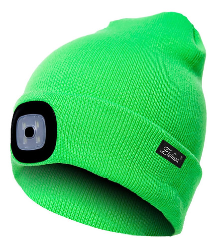 Gorro Tejido Con Luz Led Unisex Talla Única Verde