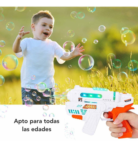 Pistola De Burbujas Jabon Maquina Automatica Juguete Niños Color Blanco