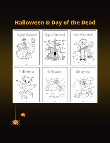 Libro Para Colorear Halloween Día De Muertos En Inglés Niños