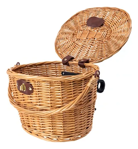comprar Cesta Retro Vintage Vime Compras Bicicletas Guidão Mitsu Cor Marrom