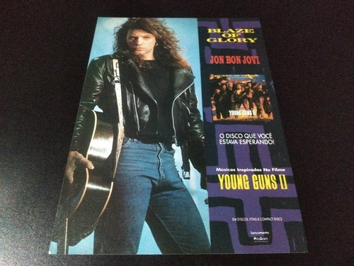 (bj055) Publicidad Jon Bon Jovi Blaze Of Glory Brasil * 1990