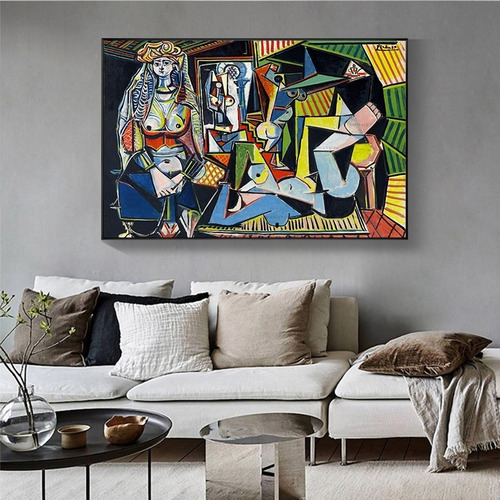 Imagen 2 de 9 de Cuadro-pablo Picasso Las Mujeres De Argel Hd 130x90cm.