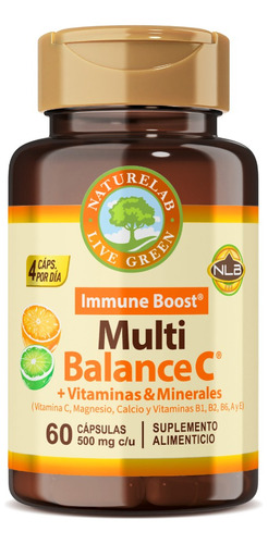 Multibalance C Vitaminas & Minerales- 60 Cápsulas- Naturelab Sabor Limón y Naranja