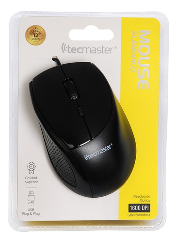 Mouse Negro Usb Cableado Con Dpi Ajustable Tecmaster