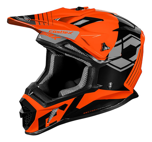 Castlex Cx200 Sector - Casco De Moto En Color Naranja