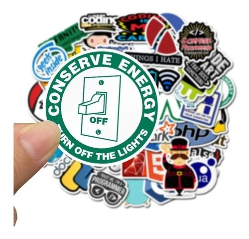 Imagen 5 de 5 de Programador Geek Java - Set De 50 Stickers / Calcomanias