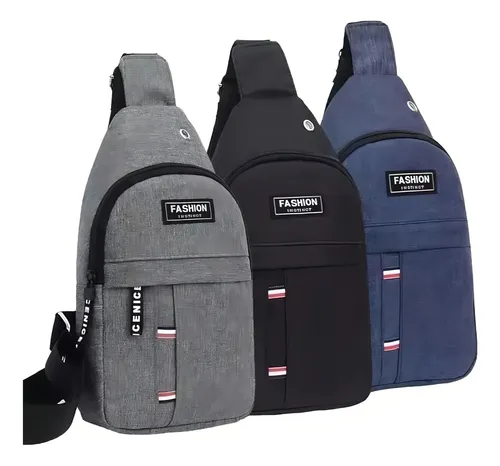 Morral Riñonera Bandolera Cruzada Deportiva Urbana Unisex Color Negro Diseño De La Tela Lisa