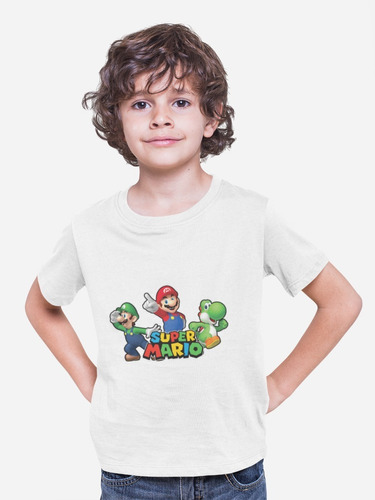 Polera Infantil Unisex Mario Bros Yoshi Luiggi Estampado