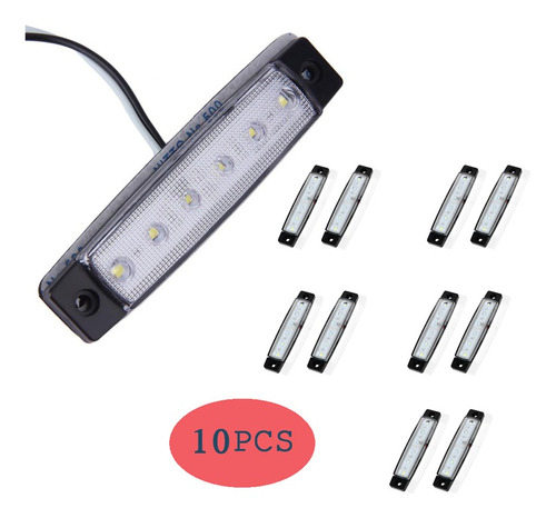 12v 6 Led Camión Camión Lado Marcador Led Remolque Luz Blanc