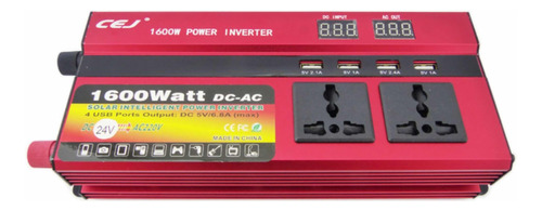 Inversor De Voltaje 24v A 220v, Con 4 Usb 3 Tomas 1600w