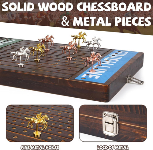 Juego De Mesa De Carreras De Caballos Plegable De Lujo Con C