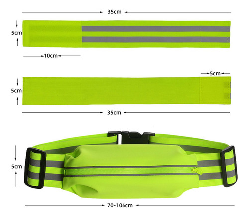 Correas De Tira 1 Cinturón Y 2 Brazaletes Verde