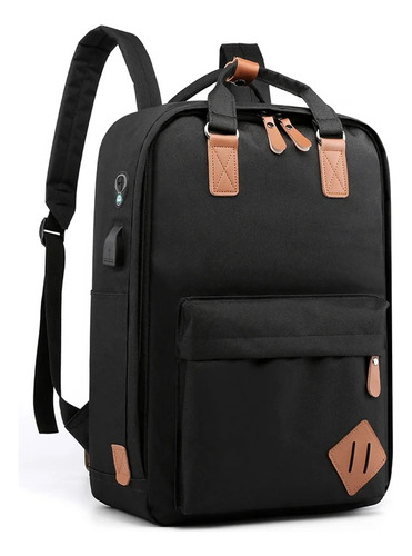 Set X3 Mochila Oxford Urbana Viaje Morral Y Neceser Mod29 Color Negro Diseño De La Tela Lisa