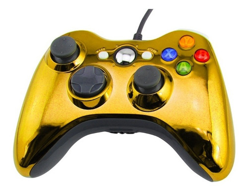 Joystick Xbox 360 Control Mando Cableado Pc Dorado Cromo
