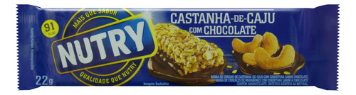 Barra de Cereal Castanha-de-Caju Cobertura Chocolate Nutry Pacote 22g