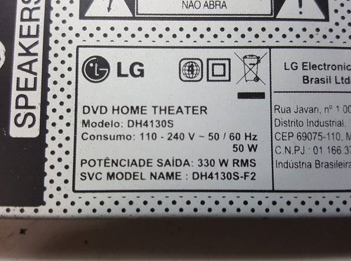 Controle Remoto Home LG Dh4130s
