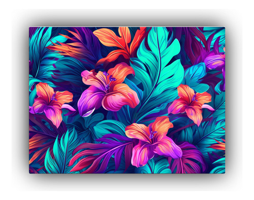 Lienzo Tropical Resistente Con Estampado De Flores 30x20cm