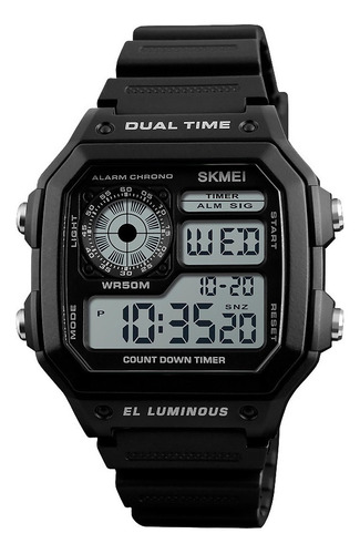 Reloj Hombre Skmei 1299 Sumergible Digital Alarma Cronometro Malla Negro