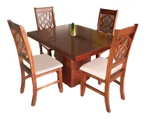 Comprar Comedor Leo 4 Sillas Nogal Këssa Muebles Diseño de la tela de las sillas Liso