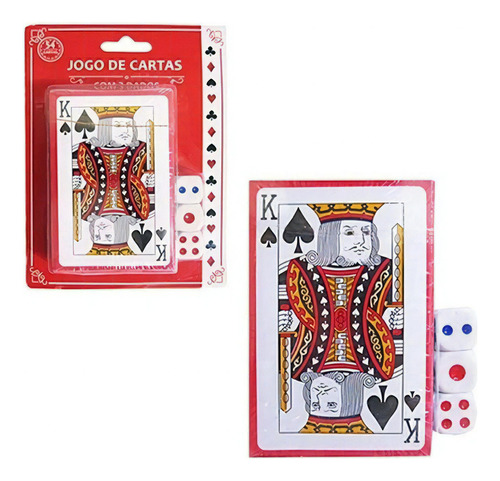 Jogo De Baralho Com 3 Dados Poker Truco 54 Cartas De Papel