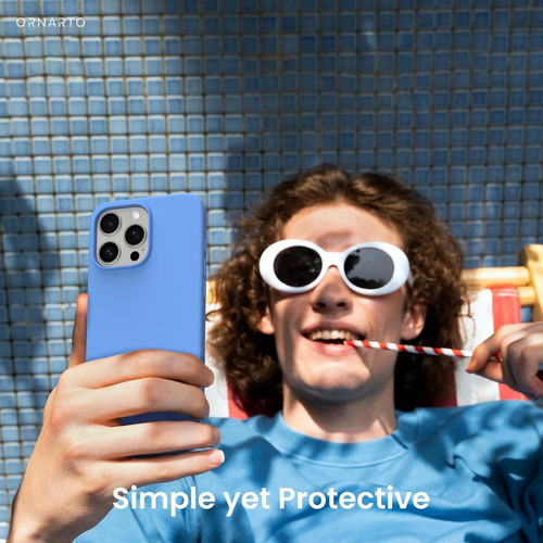 Chh Ornarto Funda For iPhone 16 Pro Max, Azul Cielo, Silicona