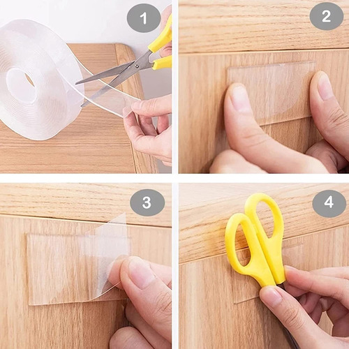 Imagen 5 de 10 de Cinta Adhesiva Magica Doble Faz Reutilizable 3 Metros Atrix®