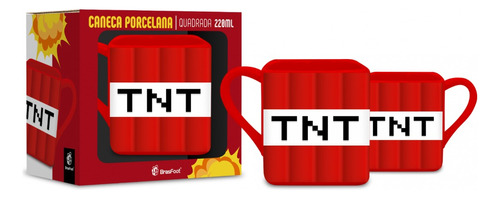 Caneca Porcelana Quadrada 220ml Temas Minecraft Bomba - Tnt Cor Vermelho