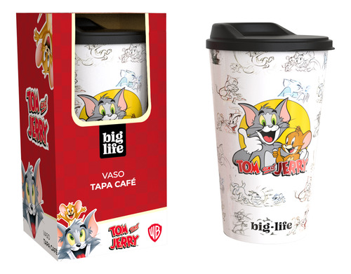 Vaso Tapa Cafe Con Estuche Tom Y Jerry Licencia Oficial