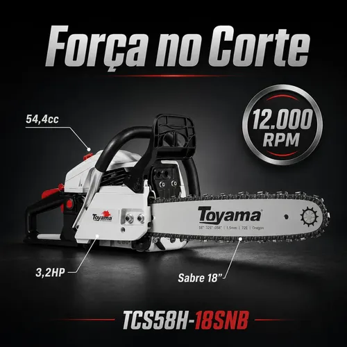 Motosserra A Gasolina 54.4cc Sabre 18sn Tcs58h-18snb Toyama