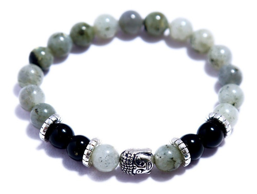 Pulsera Budda Black Charm Labradorita