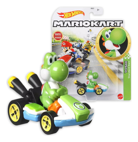 Carrito Mario Kart Hot Wheels 1:64, Mattel Gbg25 Color Yoshi Standard Kart