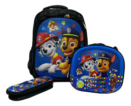 Morral Escolar De Patrulla + Cartuchera Y Lonchera (bolso)