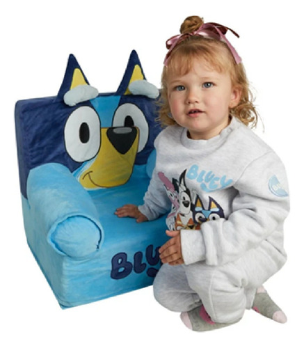 Sillón Infantil Puff Bluey Sofá Individual Perrito Azul