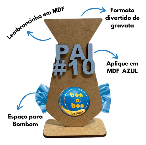 Kit 50 Lembrancinha Porta Bombom Dia Dos Pais Gravata Mdf