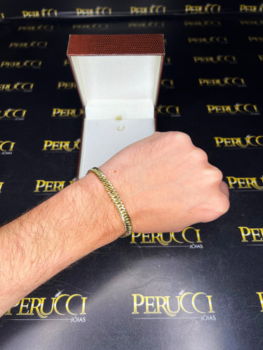 Pulseira Elos Duplos 20 Gramas Ouro 18k Maciço