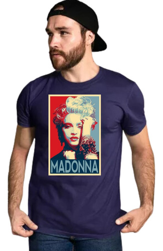 Camiseta Masculina Madonna Poster Cantora Pop Tecido Algodão