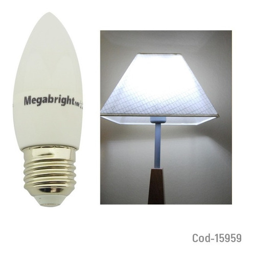 Imagen 3 de 3 de Ampolleta Vela Led 5watt=50watt, E27, Luz Fria, Megabright.