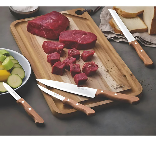 Pack 2 Cuchillos Cocineros 5 Y 7 Tramontina Mango Madera