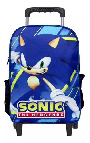 Kit Mochila Infantil de Rodinhas Menino Jogo Sonic Toys 2U