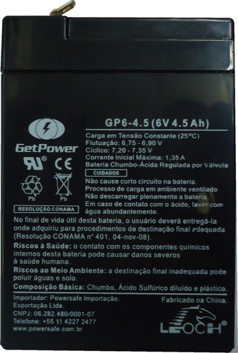 Bateria Relógio De Ponto Datacron (2.3ah 12v Ou 4,5ah 6v)