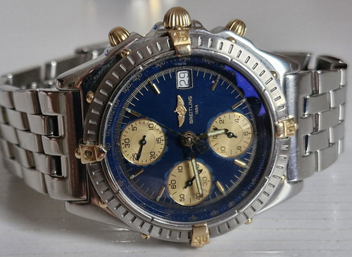 Relógio Breitling Chronomat Aço E Ouro. Fundo Azul. Ouro E Aço Ouro E Aço Azul (Usado)