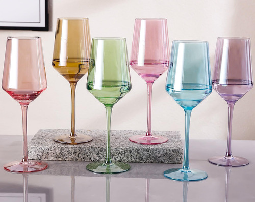 Juego De Copas De Vino De Colores Physkoa, Copas De Vino Col