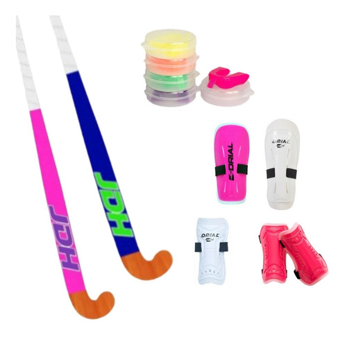 Kit Palo De Hockey + Canillera + Bucal Combo Super Promoción