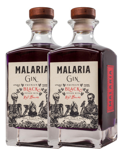 Gin Malaria Black Handcrafted Infused With Red Berries X 2u