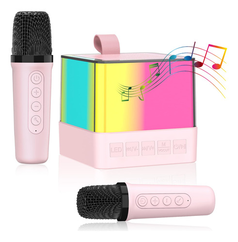 Maquina De Karaoke Rosa, 2 Microfonos De Karaoke Para Ninos