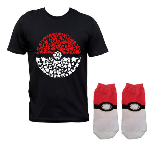 Combo Remera Y Soquetes Pokémon Pokébola Animé