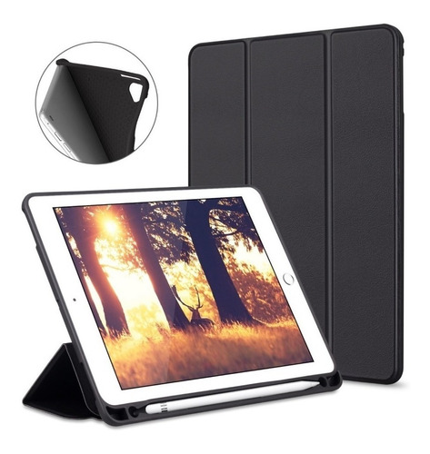 Capa Smartcase Para Apple iPad 10.2 Com Suporte Pencil Preta