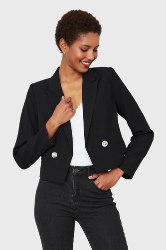 Blazer Crop Cruzado Negro Nicopoly