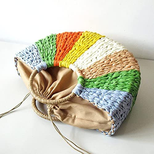 Qtkj Bolso De Paja De Ratán Semicircular Retro Simple Tejido