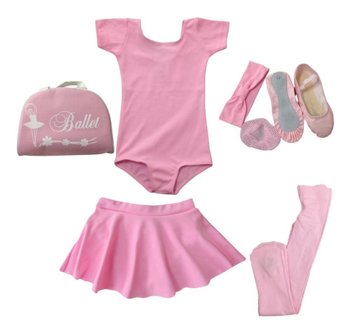 Kit Roupa Uniforme Figurino Ballet Aula Infantil Balé